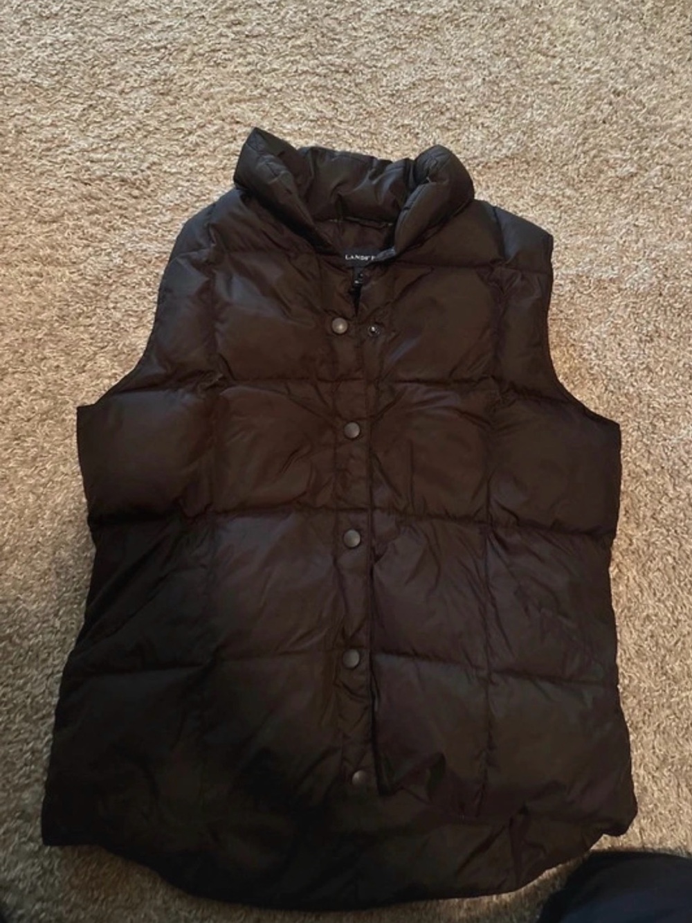 Lands' End Black Quilted Puffer Vest